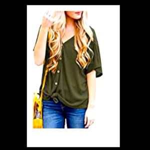 Casual button down tie top